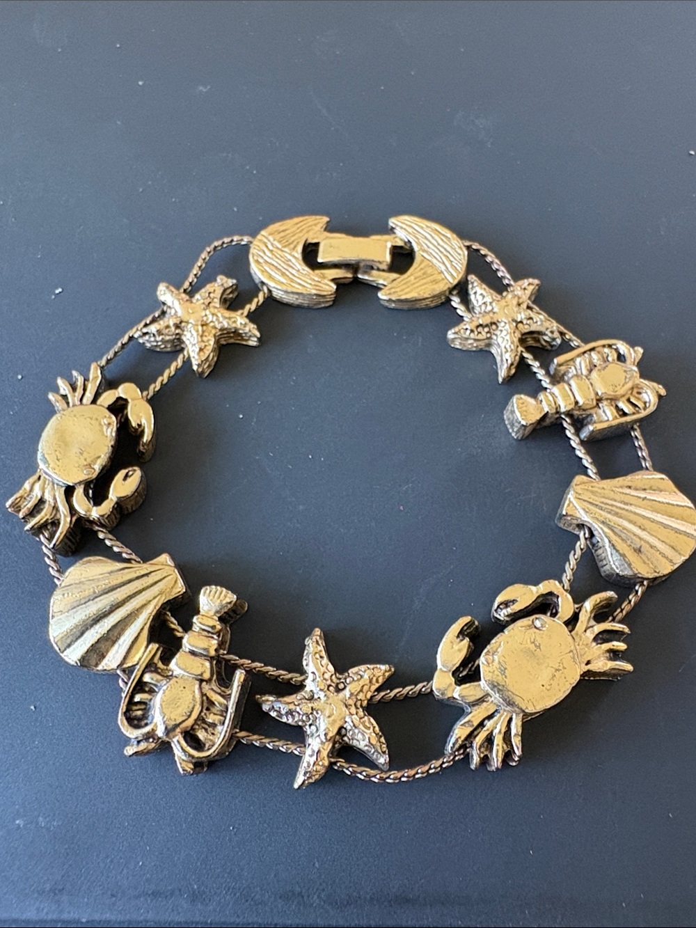 TOFA Gold-Tone Nautical Charm Link Bracelet